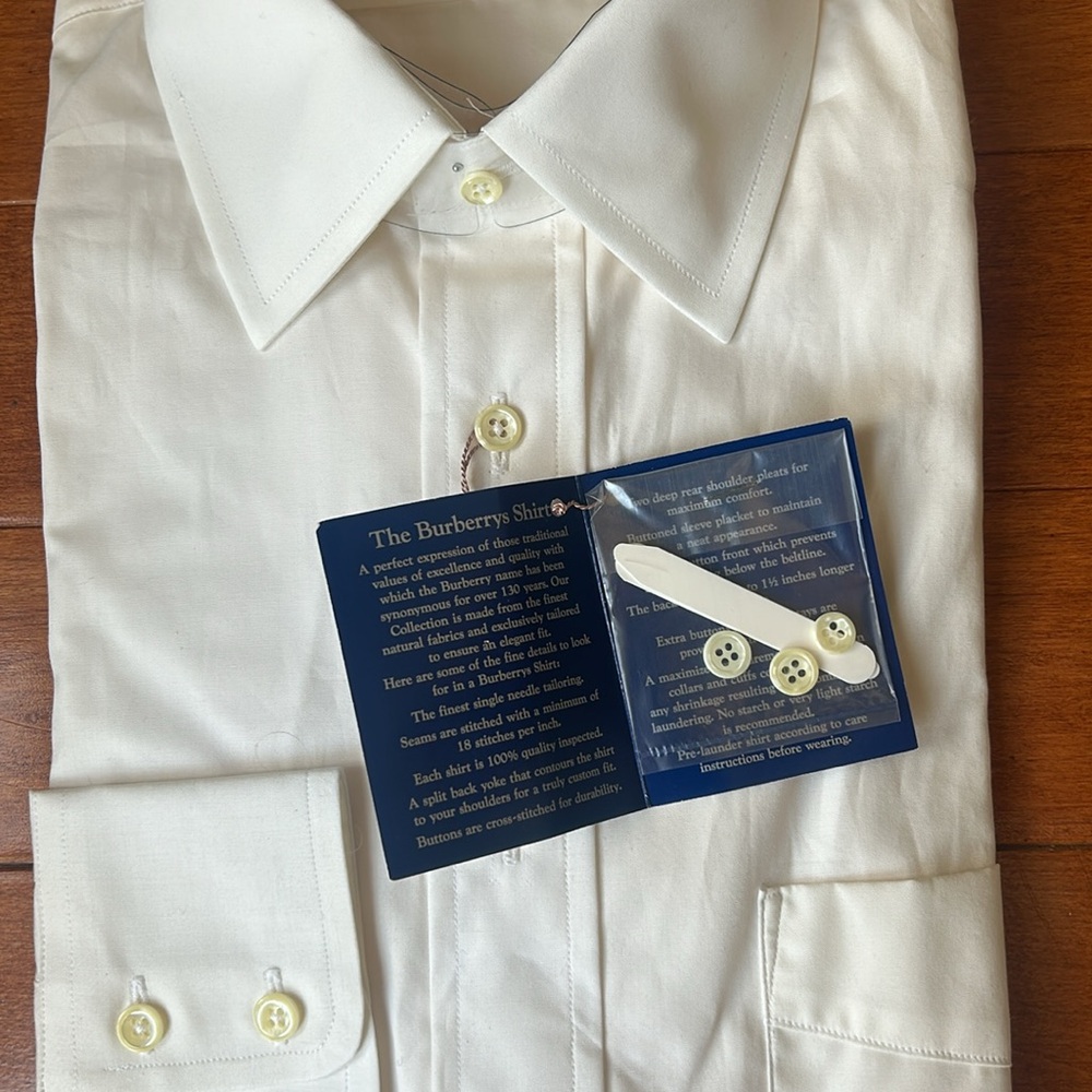 NWT Vintage White Burberry Button Down Men's Dress Shirt - Picture 3 of 5